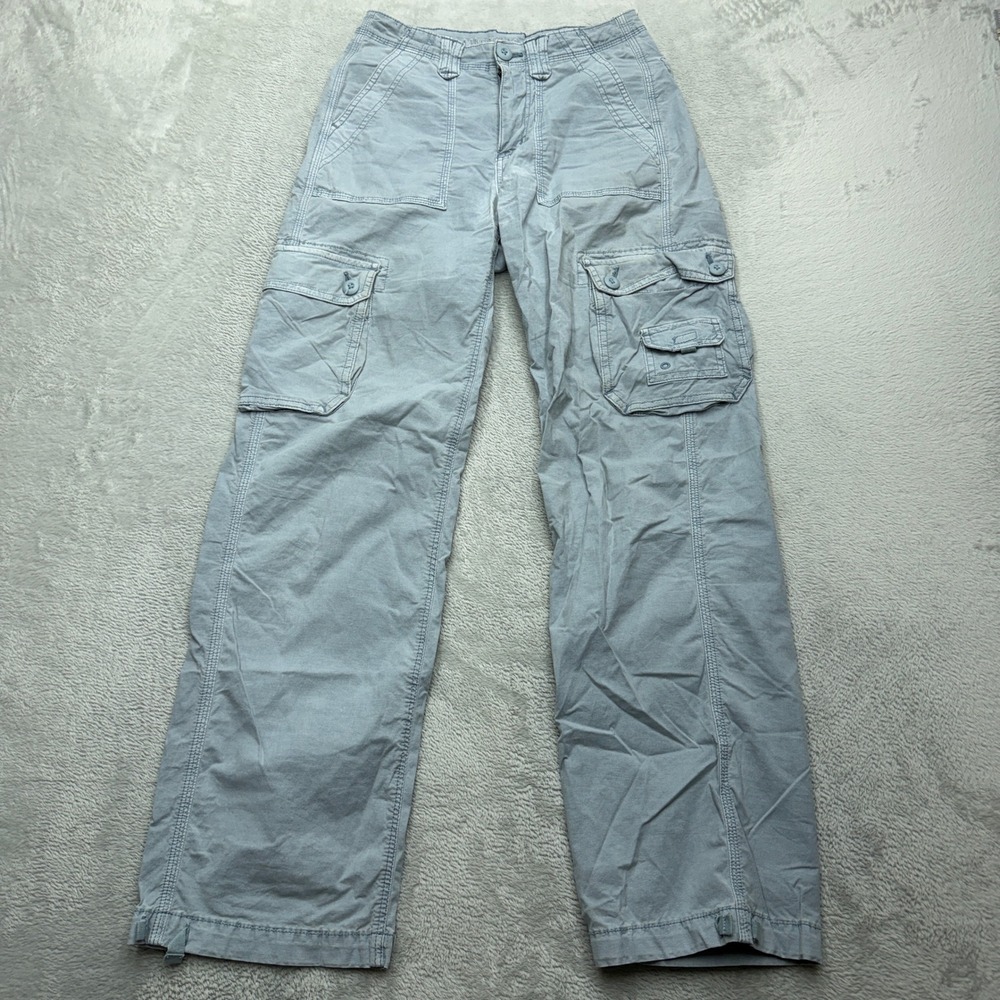 American Eagle Baggy Jogger Cargo Pants Womens 00 Regular Blue Stretch Cotton